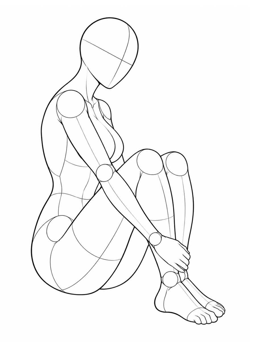 体育座りから膝を少し開く — 横