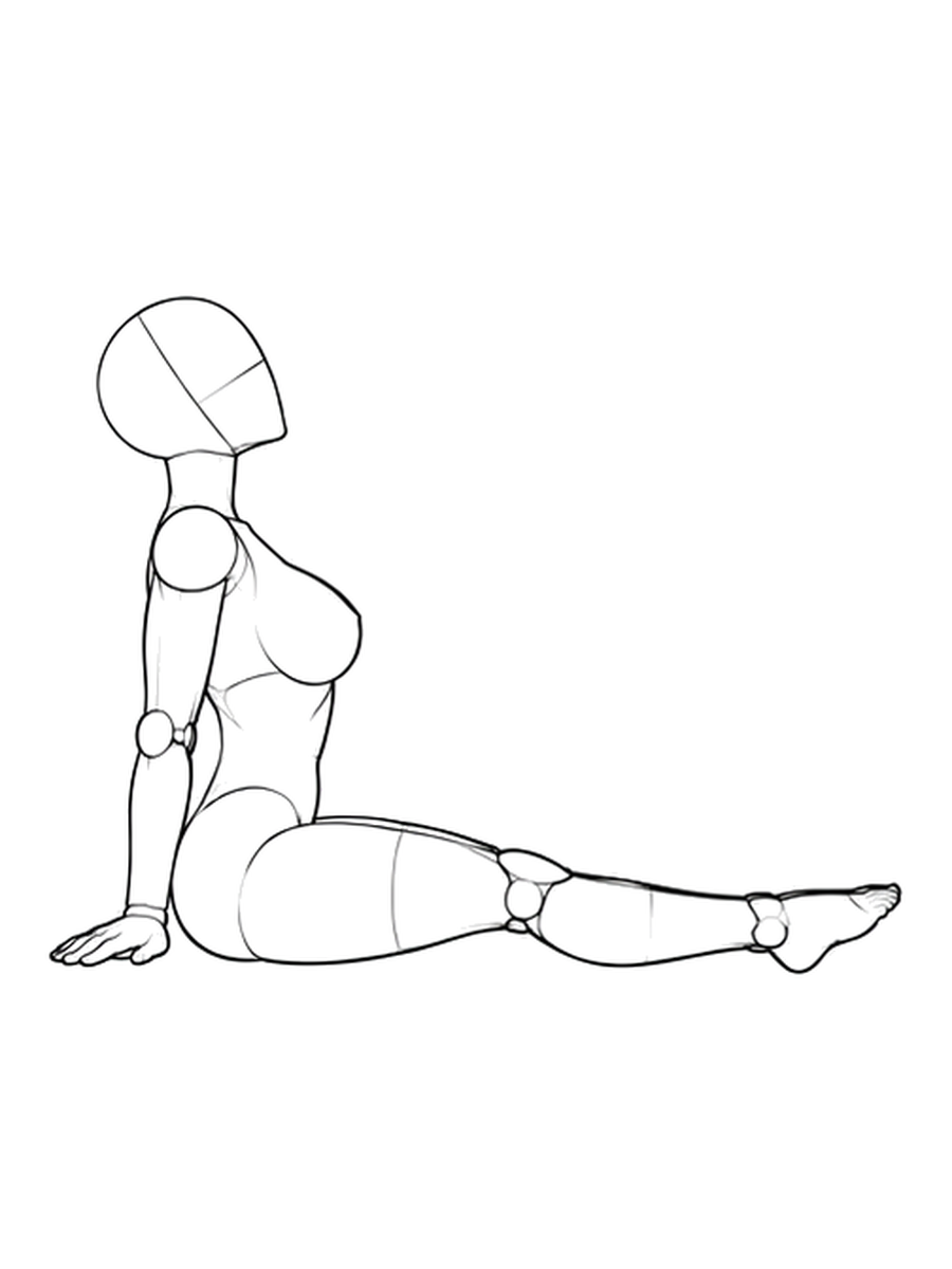양손 뒤로 짚기·가슴 펴기 — 측면