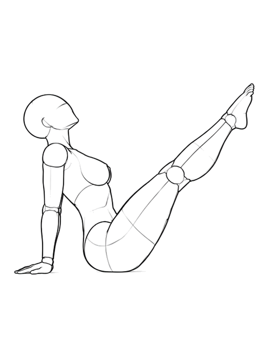 양다리 띄우고 뒤로 기대기 — 측면