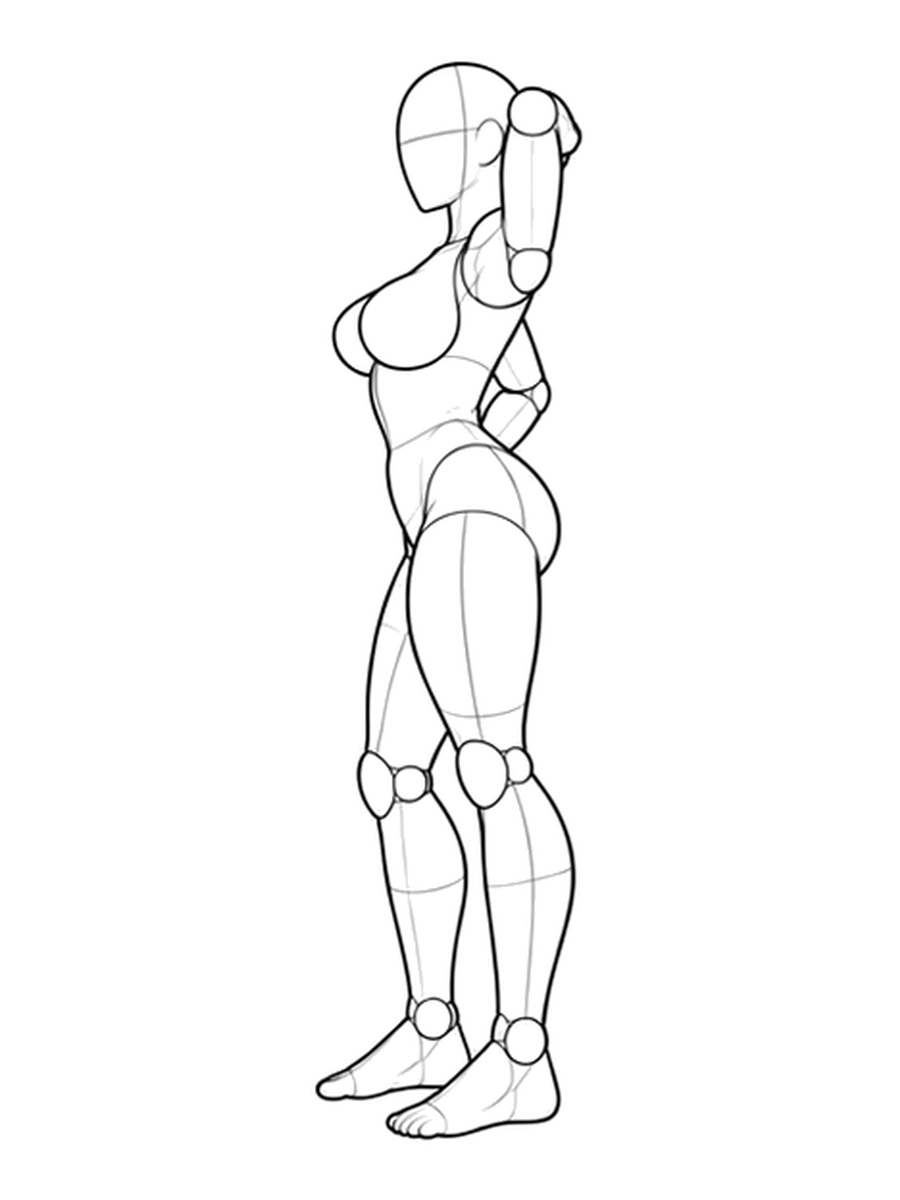 Standing, hair flowing — Side