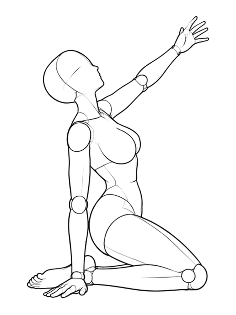 Kneeling, leaning sideways, hand on the floor — Side