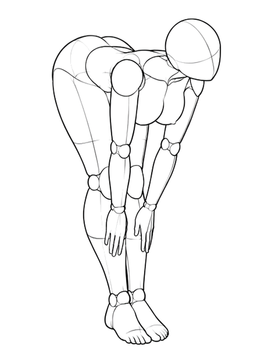 Leaning forward, touching the shins — Three-quarter
