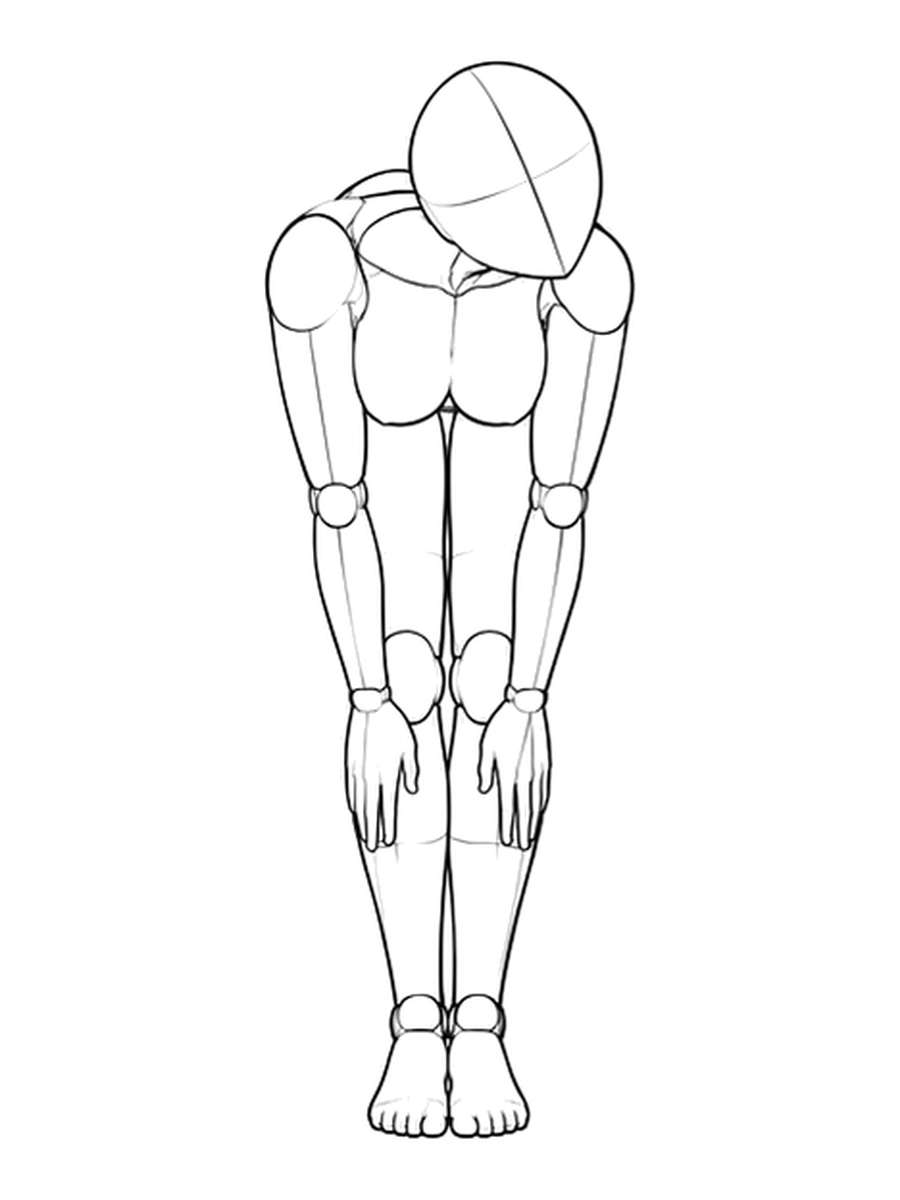 Leaning forward, touching the shins — Front