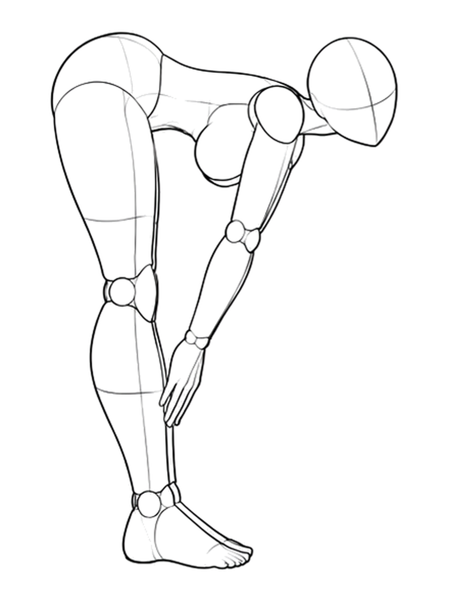 Leaning forward, touching the shins — Side