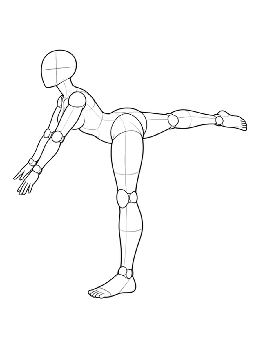 앞으로 숙이기·한쪽 다리 뒤로 올리기 — 측면