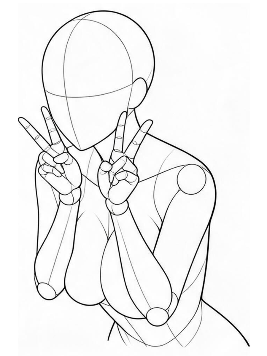 턱 아래 더블 브이 — 사선