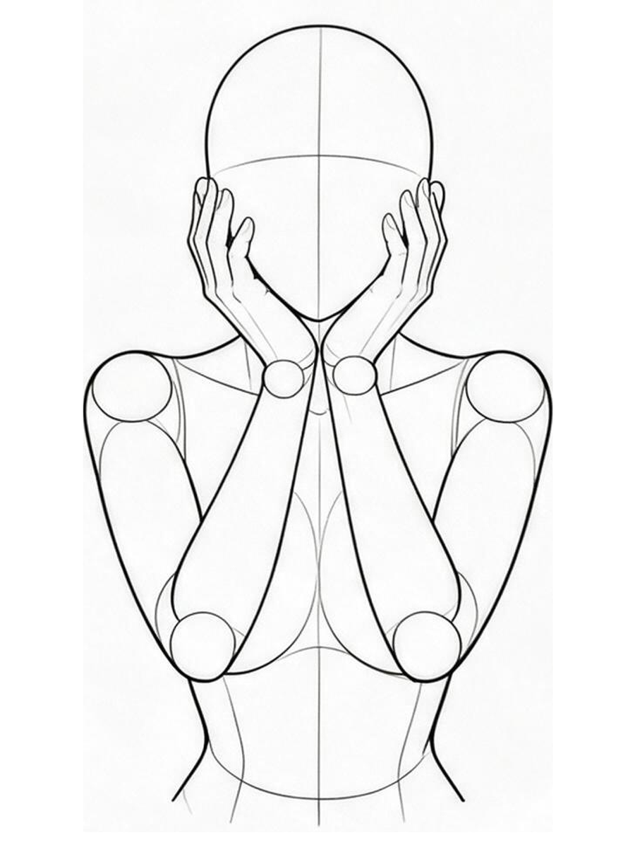 양손으로 볼 감싸기 — 정면