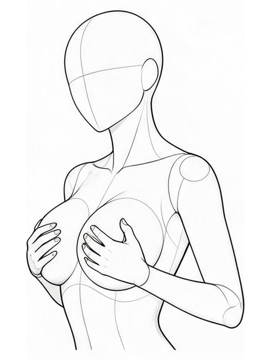 양손으로 가슴 주무르기 — 사선