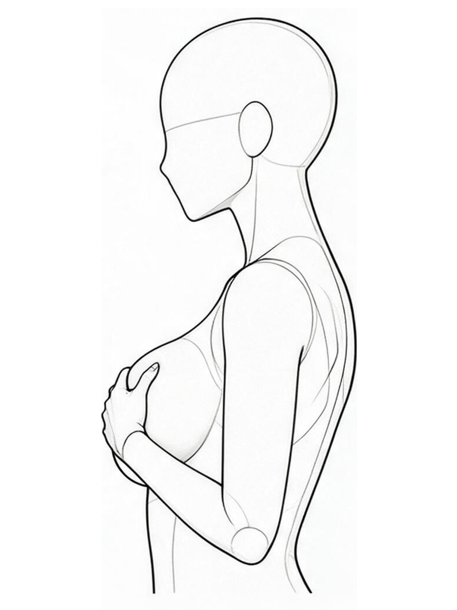 양손으로 가슴 주무르기 — 측면