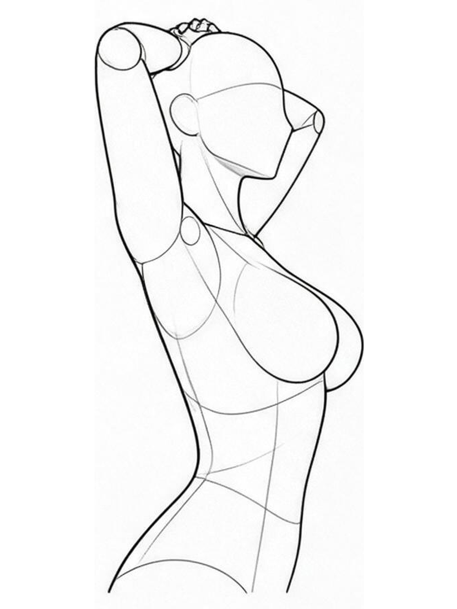 양손 머리 뒤로 겨드랑이 보이기 — 측면