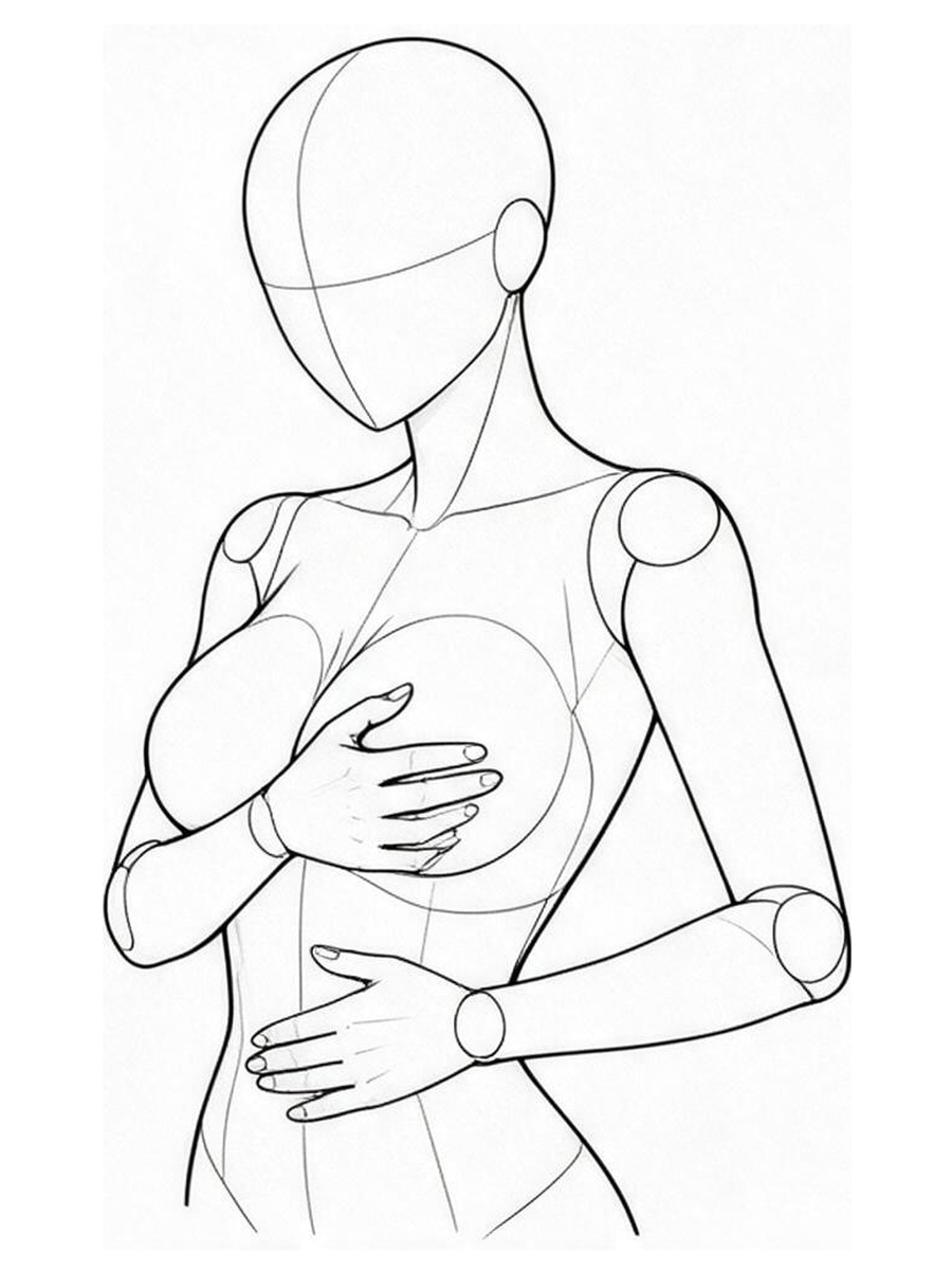 한 손 가슴·한 손 배 따라 긋기 — 사선