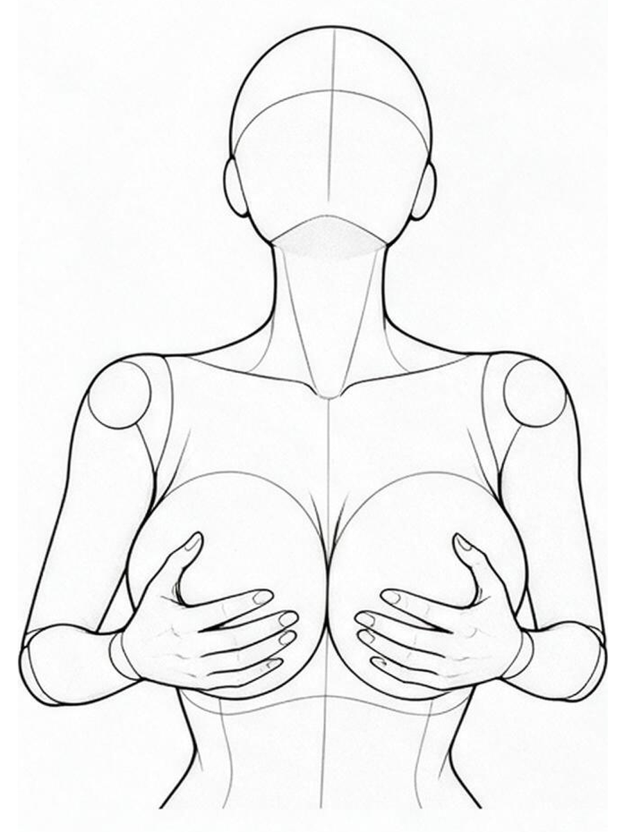 High-angle shot, hands on the chest, upturned gaze — Front