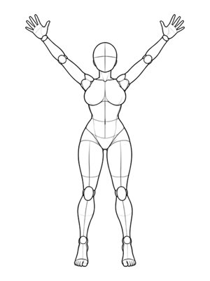 立ち・つま先立ちで両腕V字