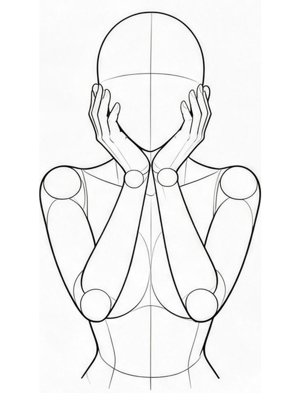両手でほっぺを包む