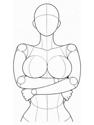 腕を胸の下でクロスして持ち上げ