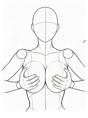 両手で横から胸を寄せる