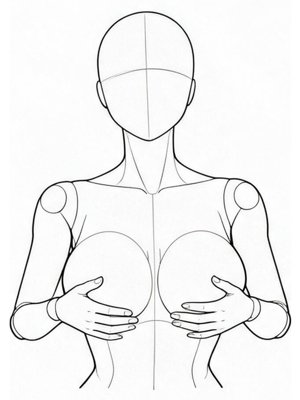 胸の下を指でなぞる